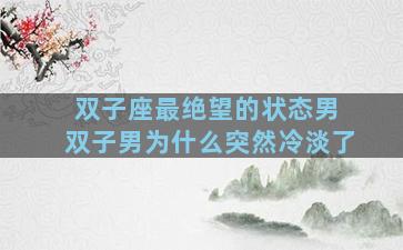 双子座最绝望的状态男 双子男为什么突然冷淡了